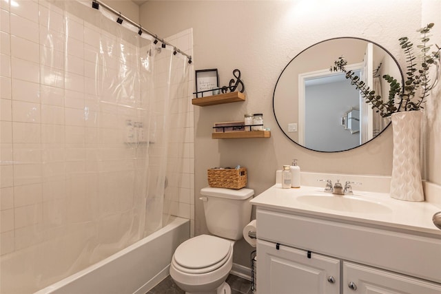 2230 Sand Lily Dr, Texas City, TX 77568 - full bath with vanity, shower / tub combo with curtain, and toilet