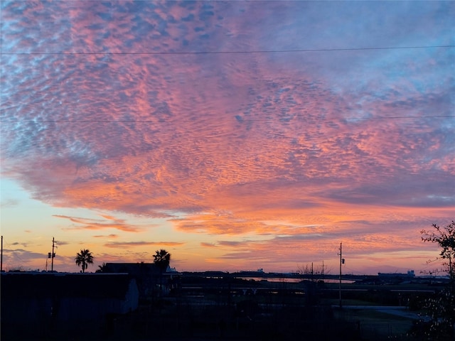 view of yard at dusk