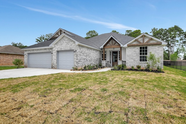 craftsman house with a garage and a front yard