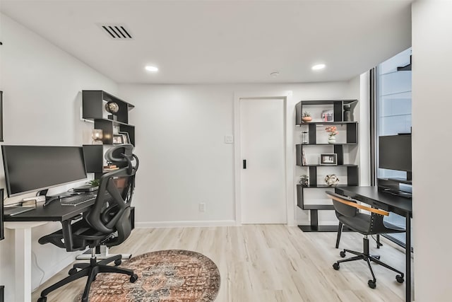 office featuring light hardwood / wood-style floors