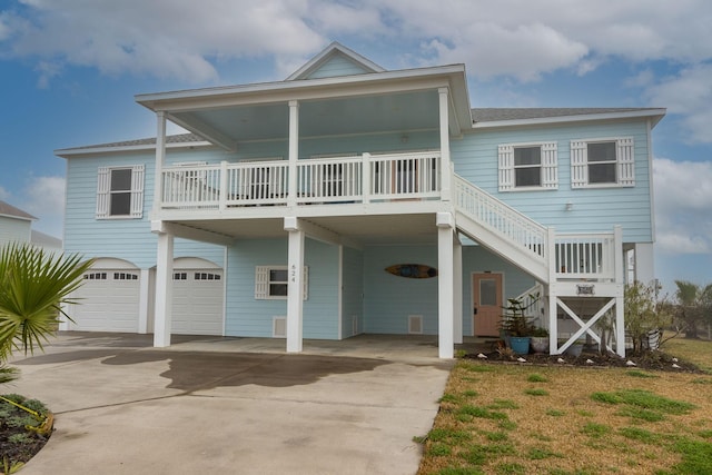 coastal home featuring a garage