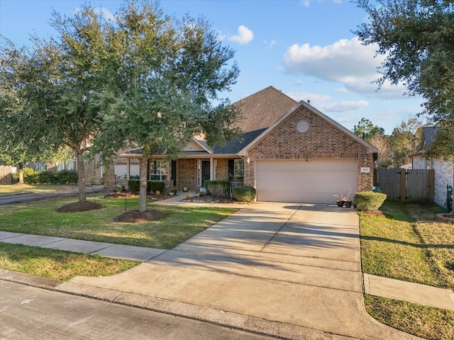 view of front of home featuring a garage and a front yard