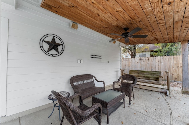 view of patio / terrace featuring ceiling fan