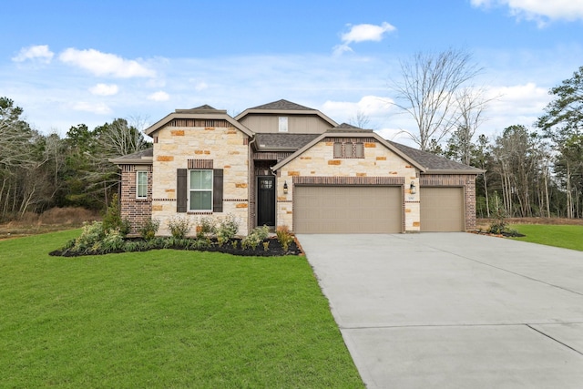 craftsman-style house with a garage and a front yard