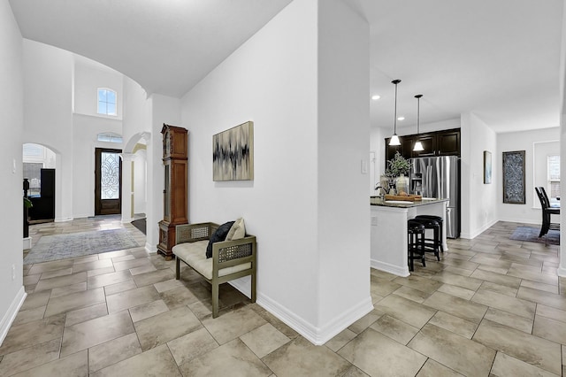 entrance foyer featuring a wealth of natural light and a high ceiling