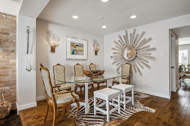 dining area with dark wood-type flooring