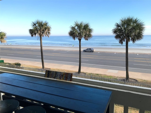 exterior space with a view of the beach