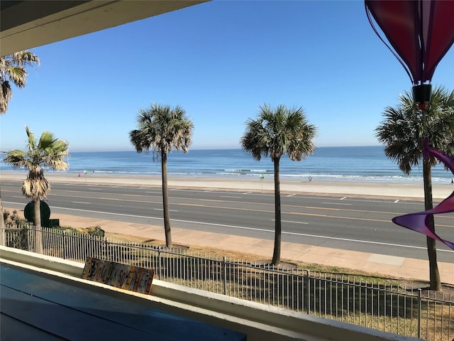 view of water feature featuring a view of the beach