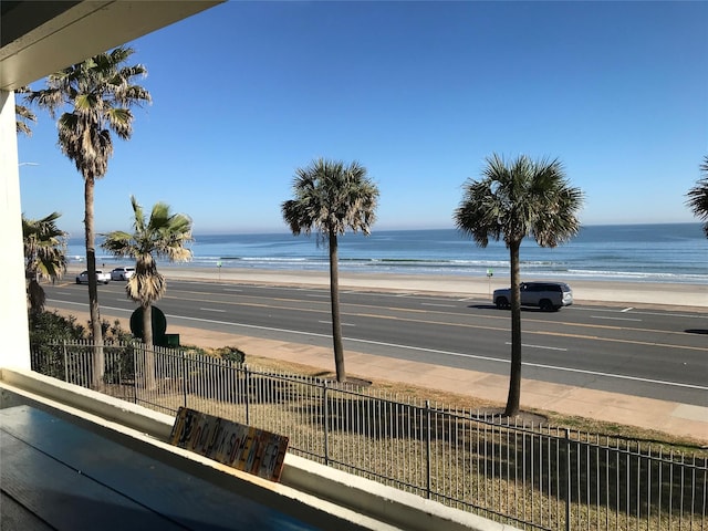 property view of water featuring a view of the beach