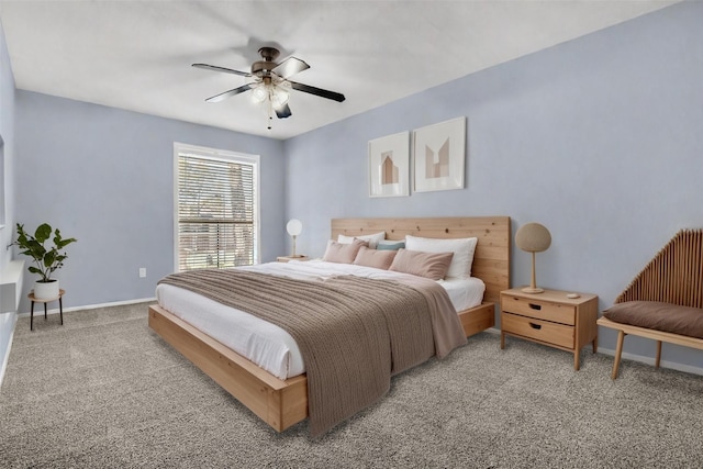 bedroom featuring carpet and ceiling fan