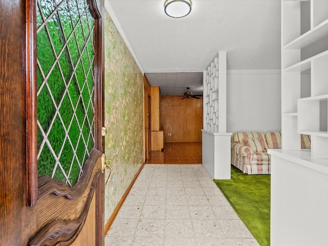 hallway featuring light floors