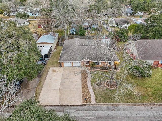 aerial view with a residential view