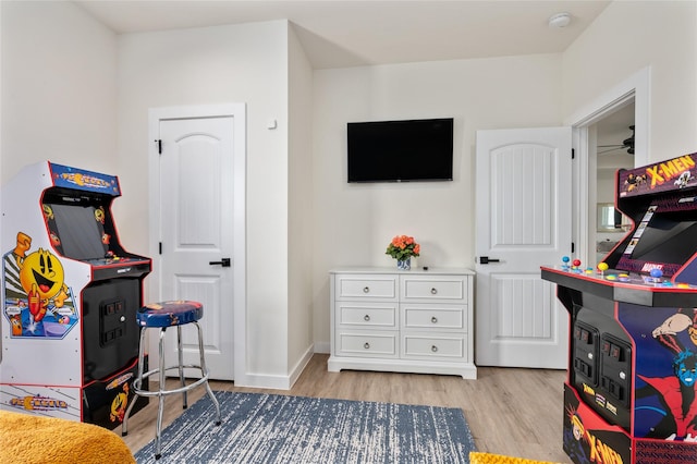 playroom featuring light hardwood / wood-style floors