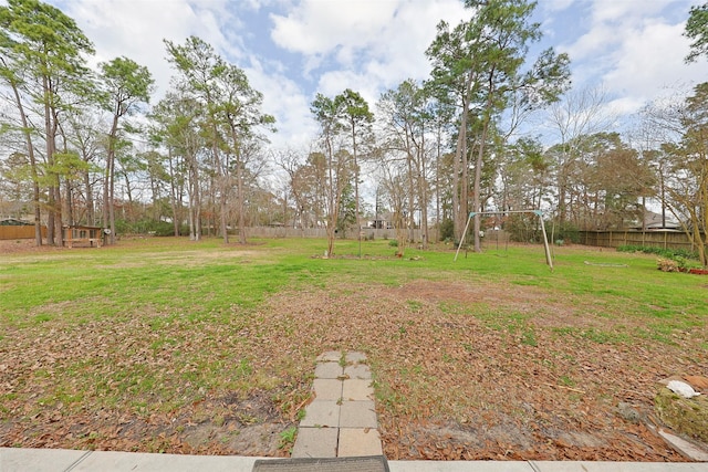 view of yard with a playground