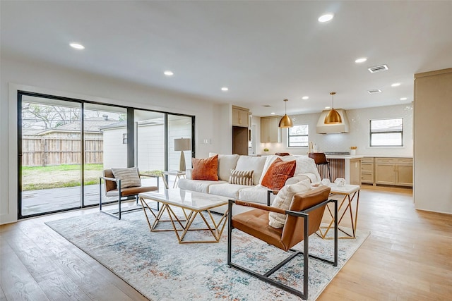 living room featuring light hardwood / wood-style flooring