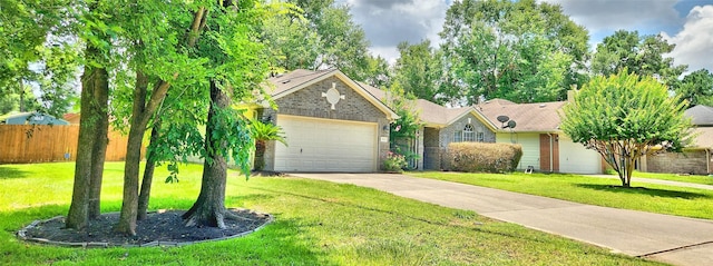 view of front of home with a garage and a front yard