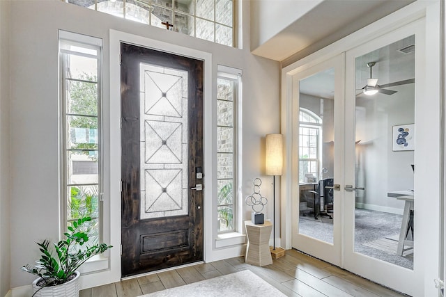 entryway featuring french doors