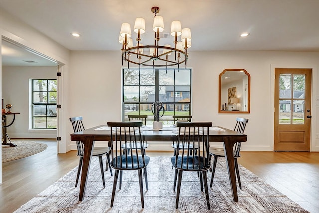 dining space featuring light hardwood / wood-style floors