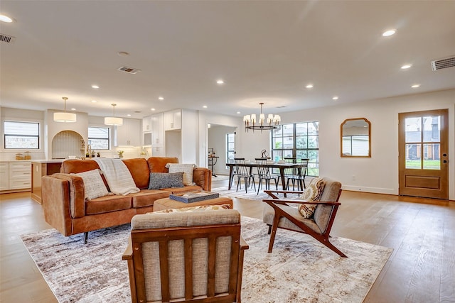 living room featuring light hardwood / wood-style floors