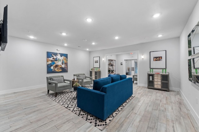 living room featuring light hardwood / wood-style flooring