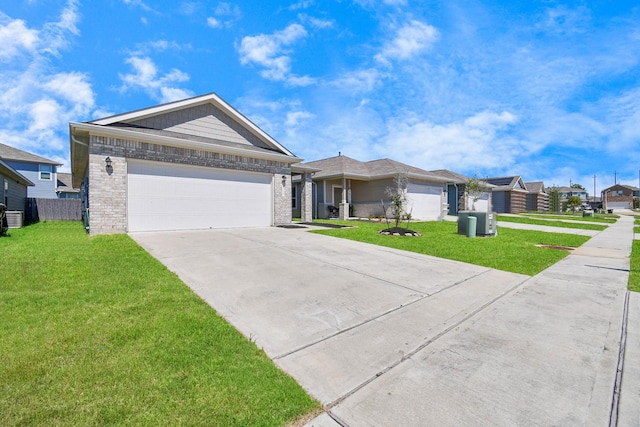 ranch-style home with a front lawn