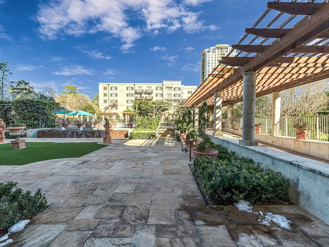 view of patio with a pergola