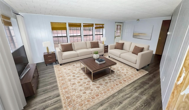 living room with wood-type flooring