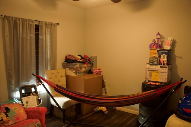 recreation room with hardwood / wood-style flooring