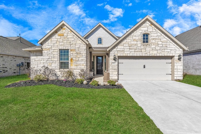 view of front of house featuring a garage and a front yard