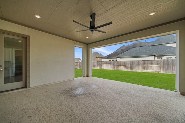 view of patio / terrace featuring ceiling fan