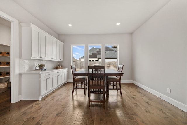 dining room with dark hardwood / wood-style floors