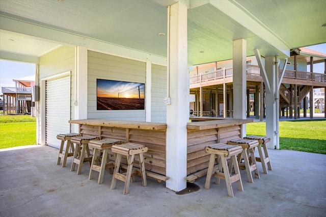 view of patio / terrace featuring a bar