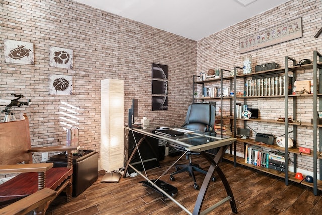 office area with wood-type flooring