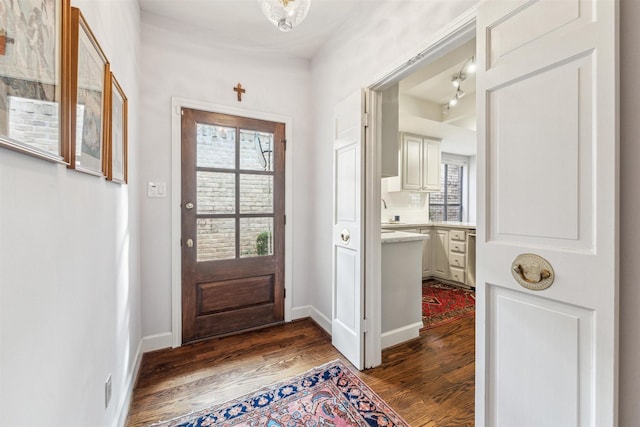 doorway to outside featuring dark hardwood / wood-style flooring