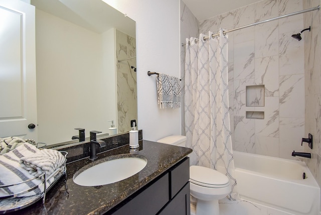 full bathroom featuring vanity, toilet, and shower / bath combo