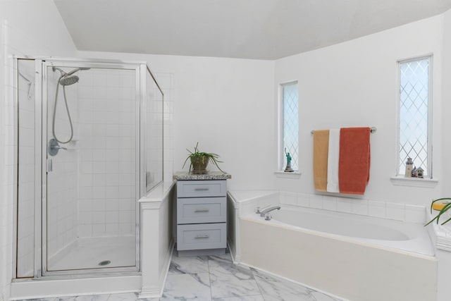 bathroom with independent shower and bath