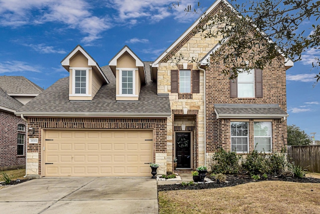 front of property with a garage