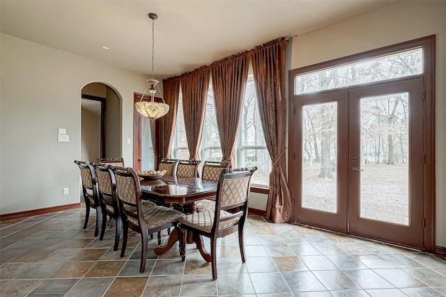 dining space with french doors