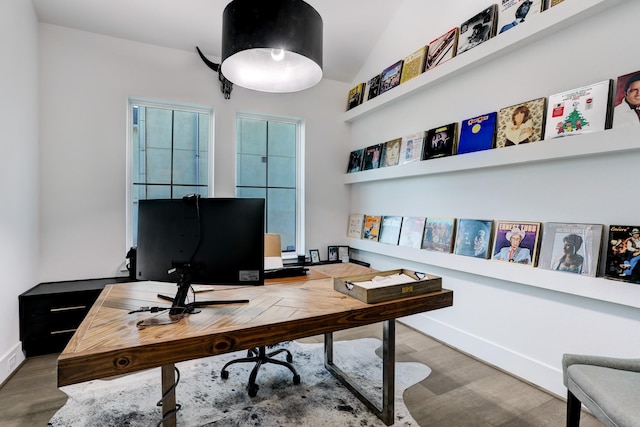 office area featuring wood-type flooring