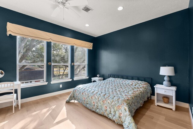 bedroom with light hardwood / wood-style floors