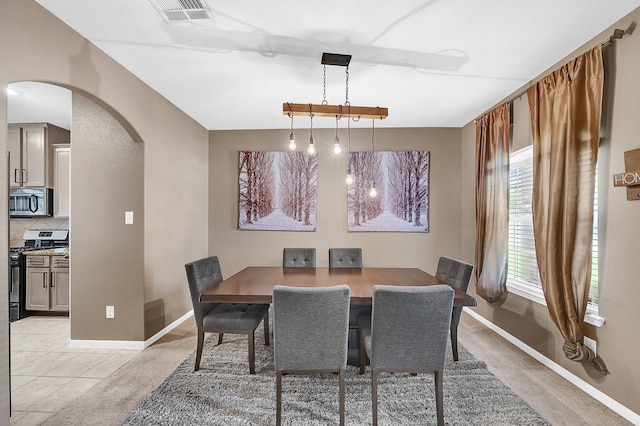 view of tiled dining area