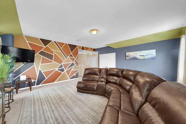 living room featuring carpet floors