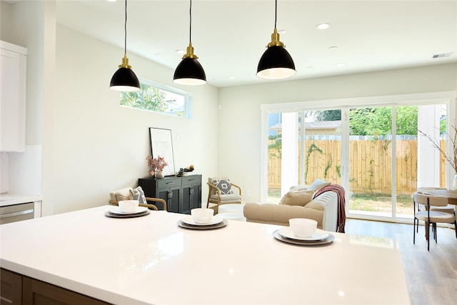 interior space with light hardwood / wood-style flooring