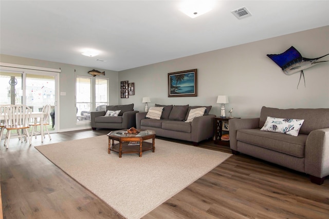 living room with hardwood / wood-style floors