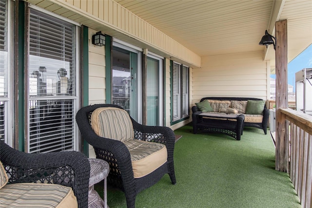 balcony featuring a porch