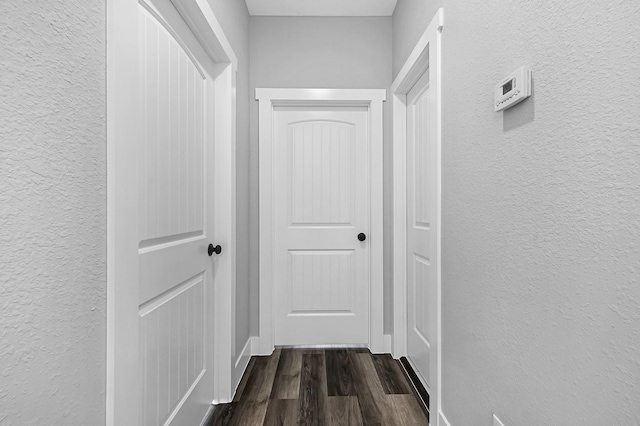 hall featuring dark wood-type flooring