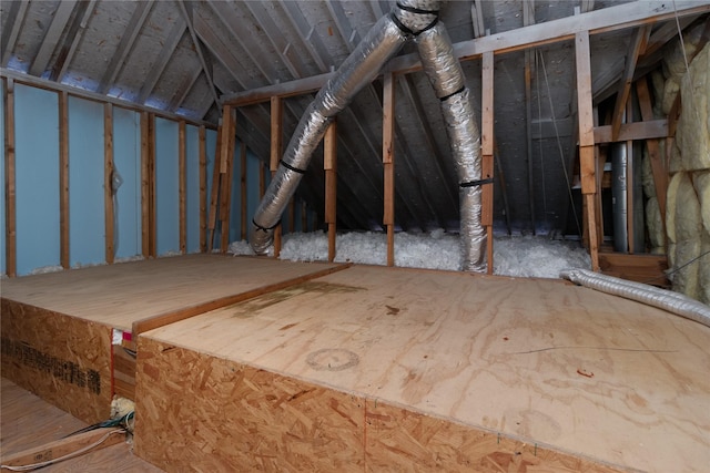 view of unfinished attic