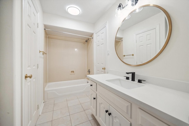 bathroom featuring tile patterned flooring, vanity, and shower / bath combination