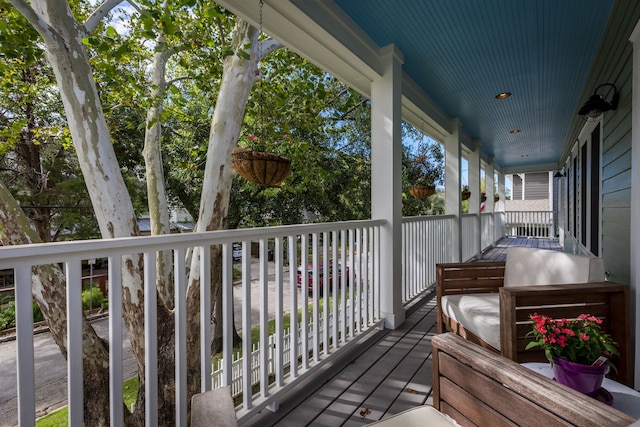 deck featuring covered porch