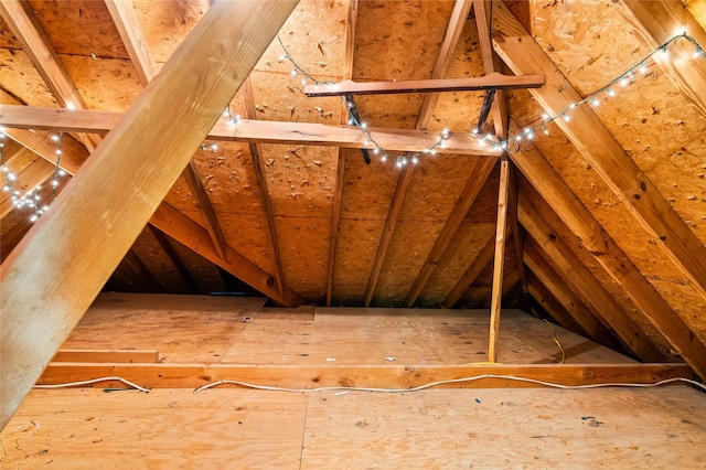 view of unfinished attic